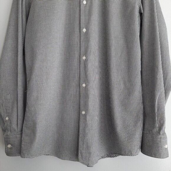BOSS Jason Slim Fit B&W Checkered Pattern Button Down Shirt Men's Sz 16 1/2 - Picture 4 of 12